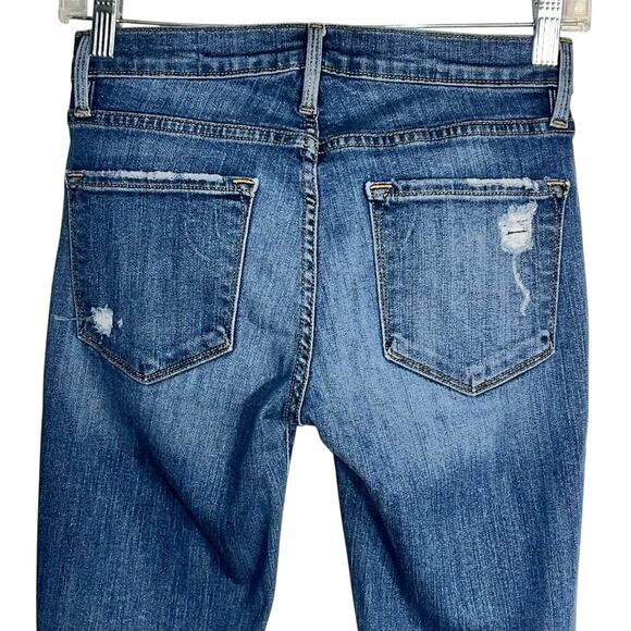 FRAME Le Skinny de Jeanne Distressed Skinny Jeans Hilltop Wash Size 25 - Picture 4 of 7